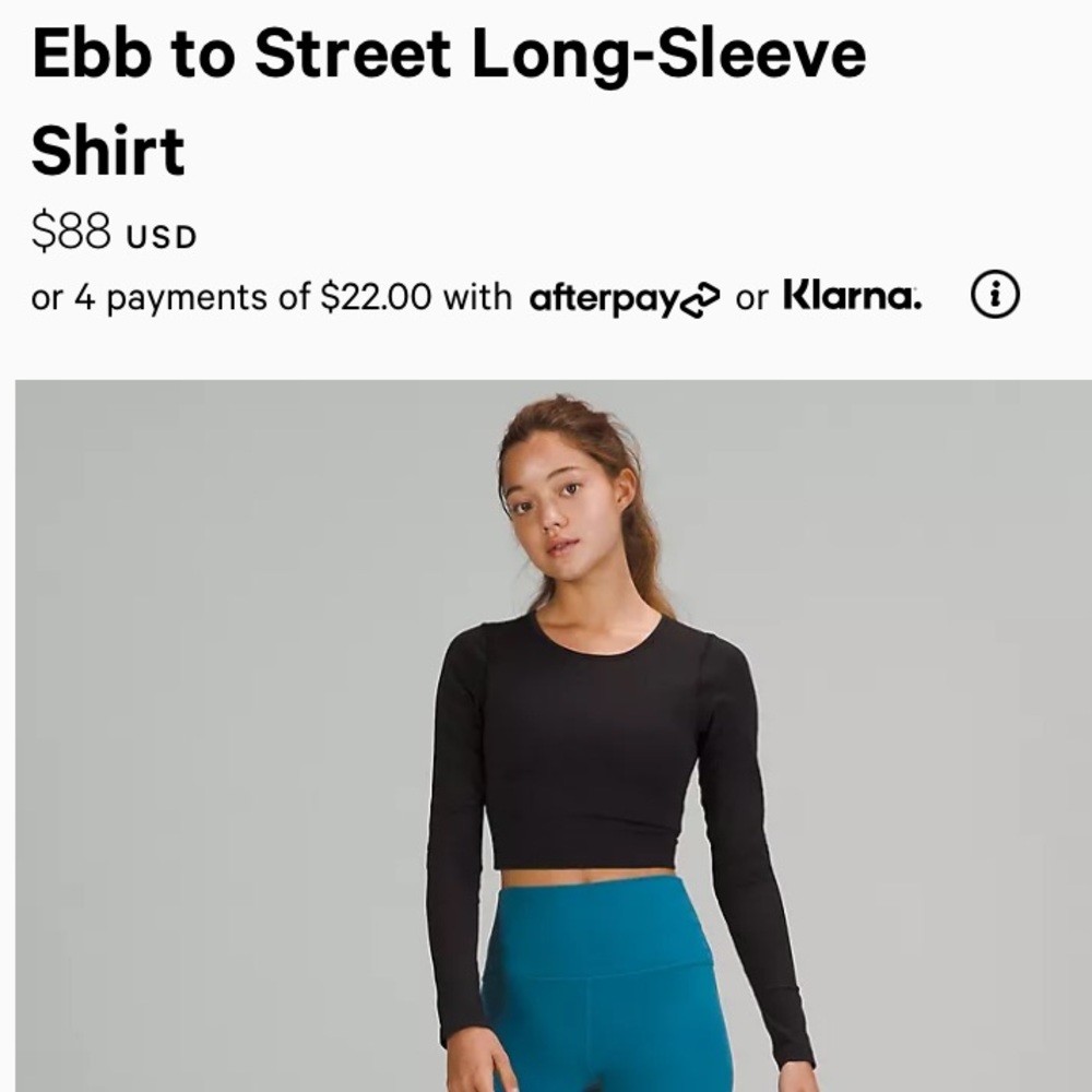 Lululemon athletica long sleeve crop shirt